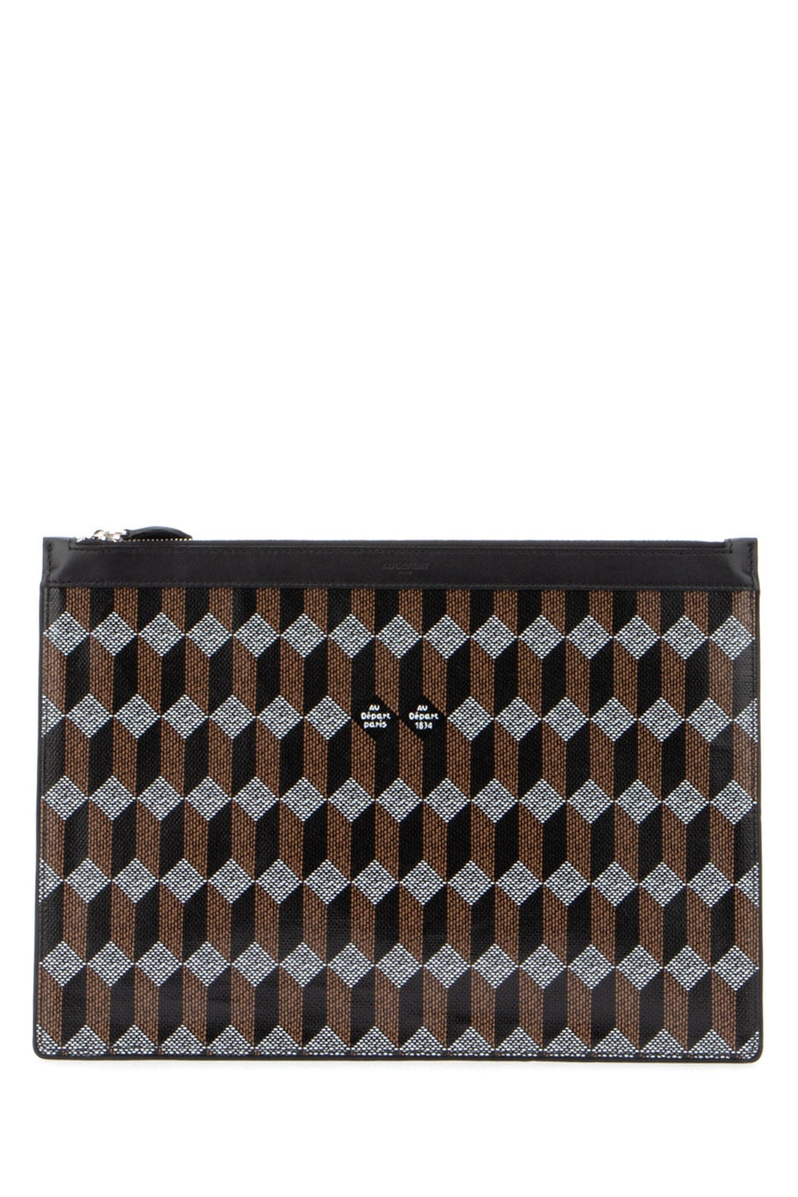 Au Depart Jacquard-Woven Geometric Card Case — Black Jacquard Fabric Cases