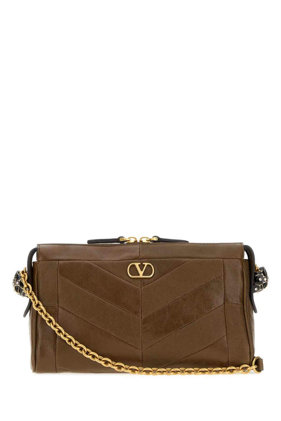 Valentino Garavani Chevron-Quilted Shoulder Bag — Brown