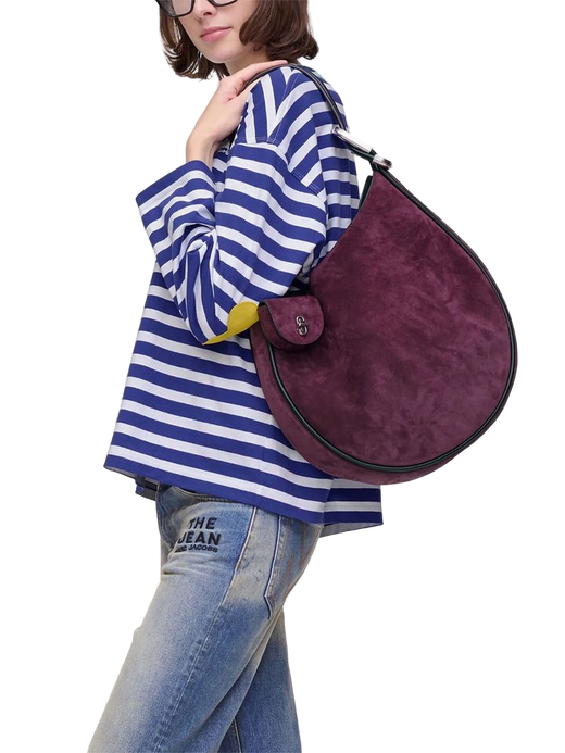 Marc Jacobs Suede Dual-Handle Shoulder Bag — Purple Cow Leather