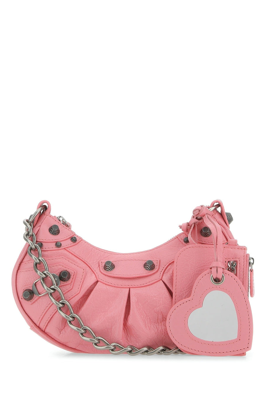 Balenciaga Studded Leather Shoulder Bag — Pink