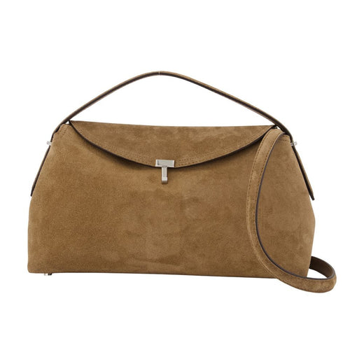 Toteme T-Lock Top Handle Bag — Brown Calfskin