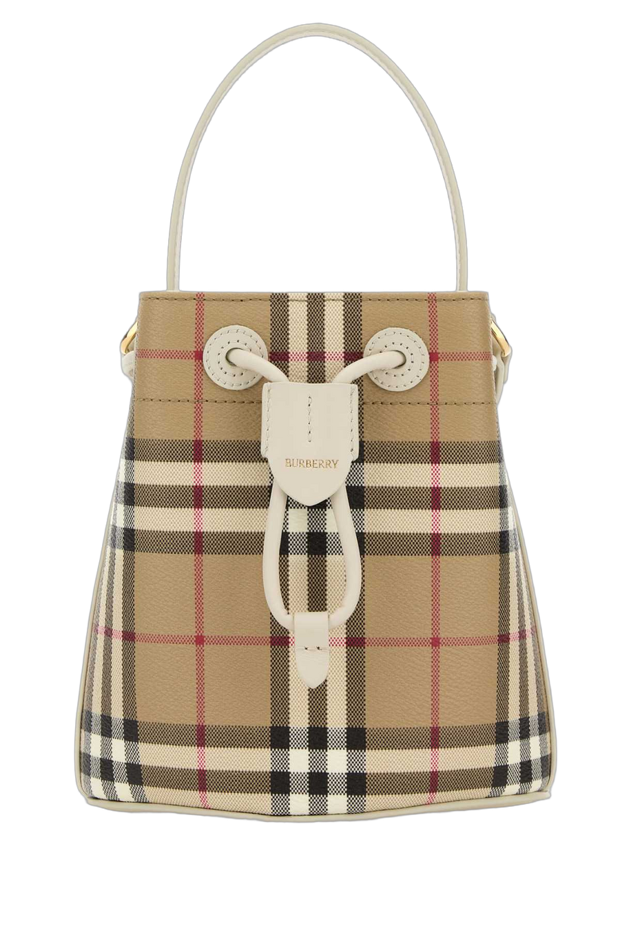 Burberry Signature Check Jacquard Top Handle Bag — Beige
