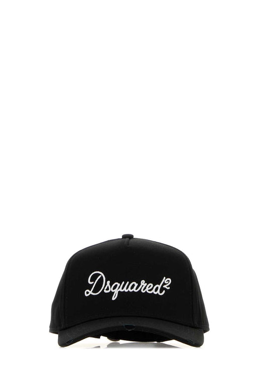 Dsquared2 Bcm097605c00001 Logo-Embroidered Cotton Baseball Cap — Black Exterior: Caps