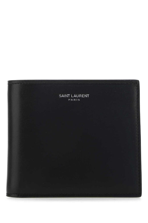 Saint Laurent Leather Wallet — Black Exterior
