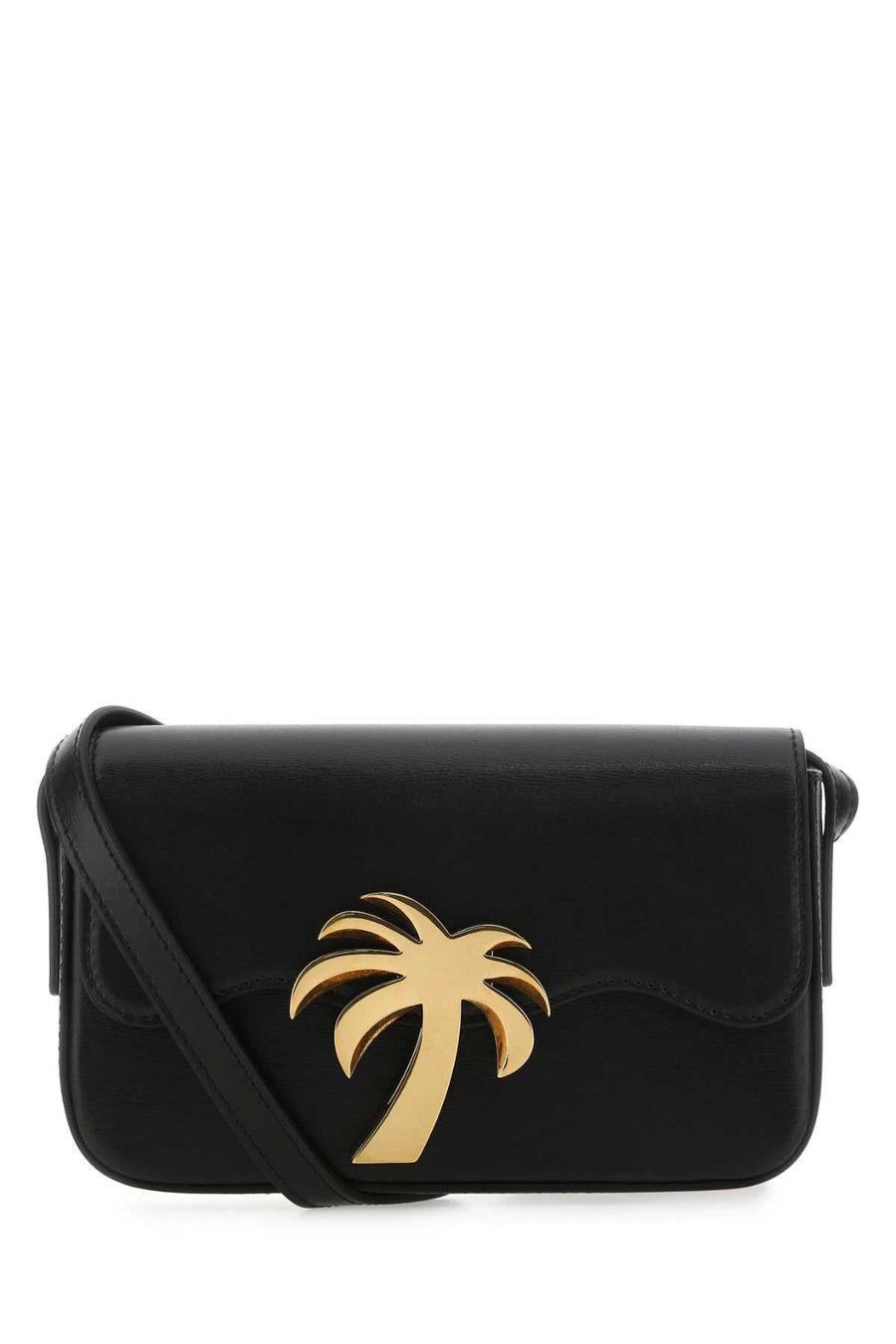 Palm Angels Palm-Emblem Leather Shoulder Bag — Black