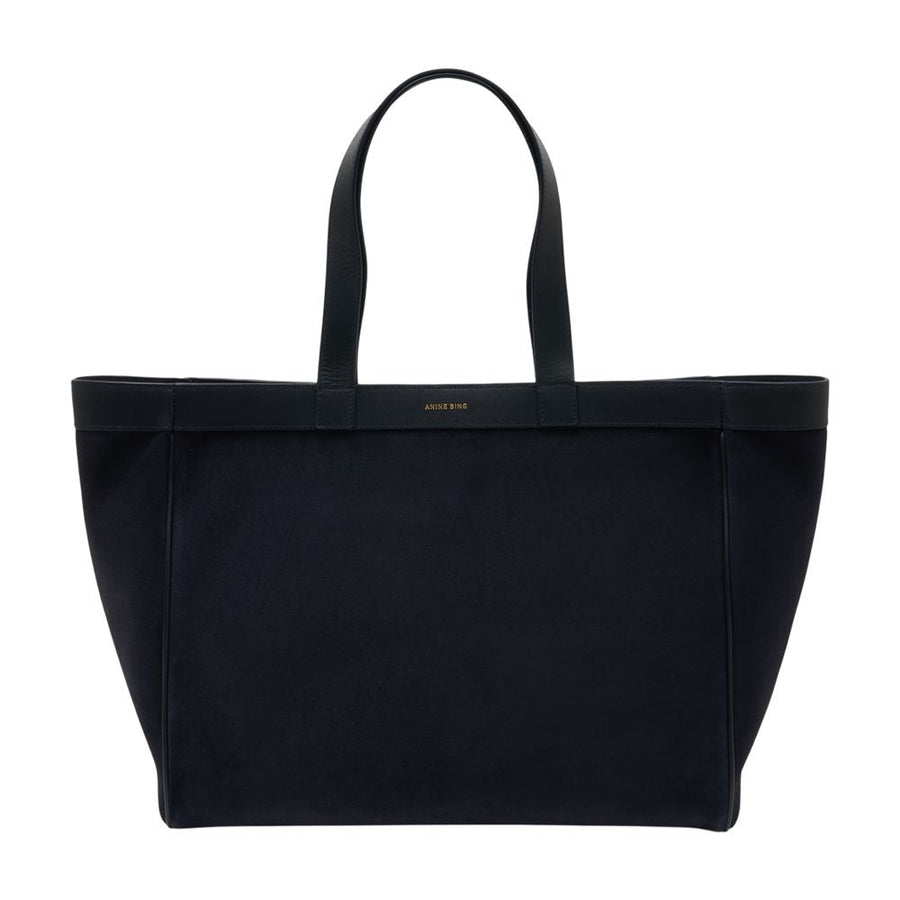 Anine Bing Calfskin Leather Tote Bag — Navy