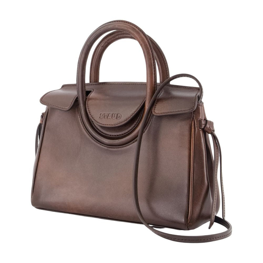 Staud Maude Top Handle Bag — Brown Lambskin
