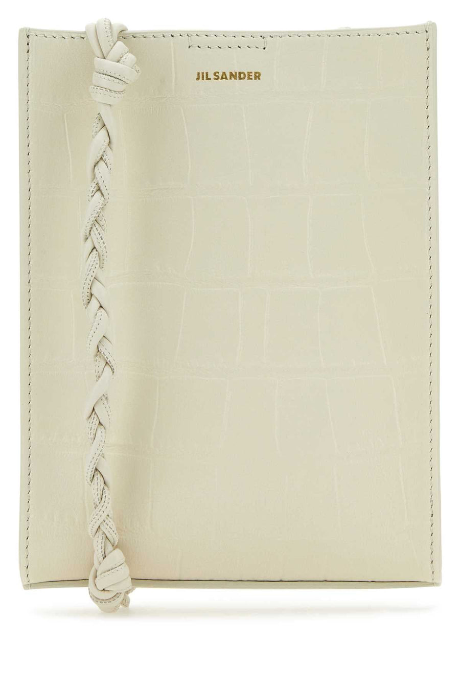 Jil Sander Crocodile-Embossed Calf Leather Shoulder Bag — Beige