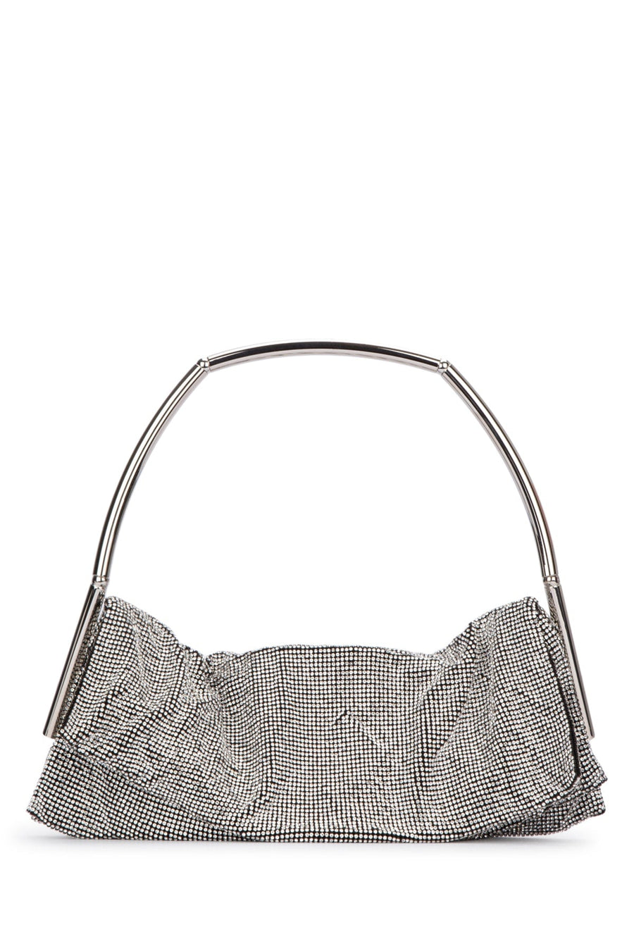 Benedetta Bruzziches Bag Clutch — Silver Beaded Mesh With Metal Frame