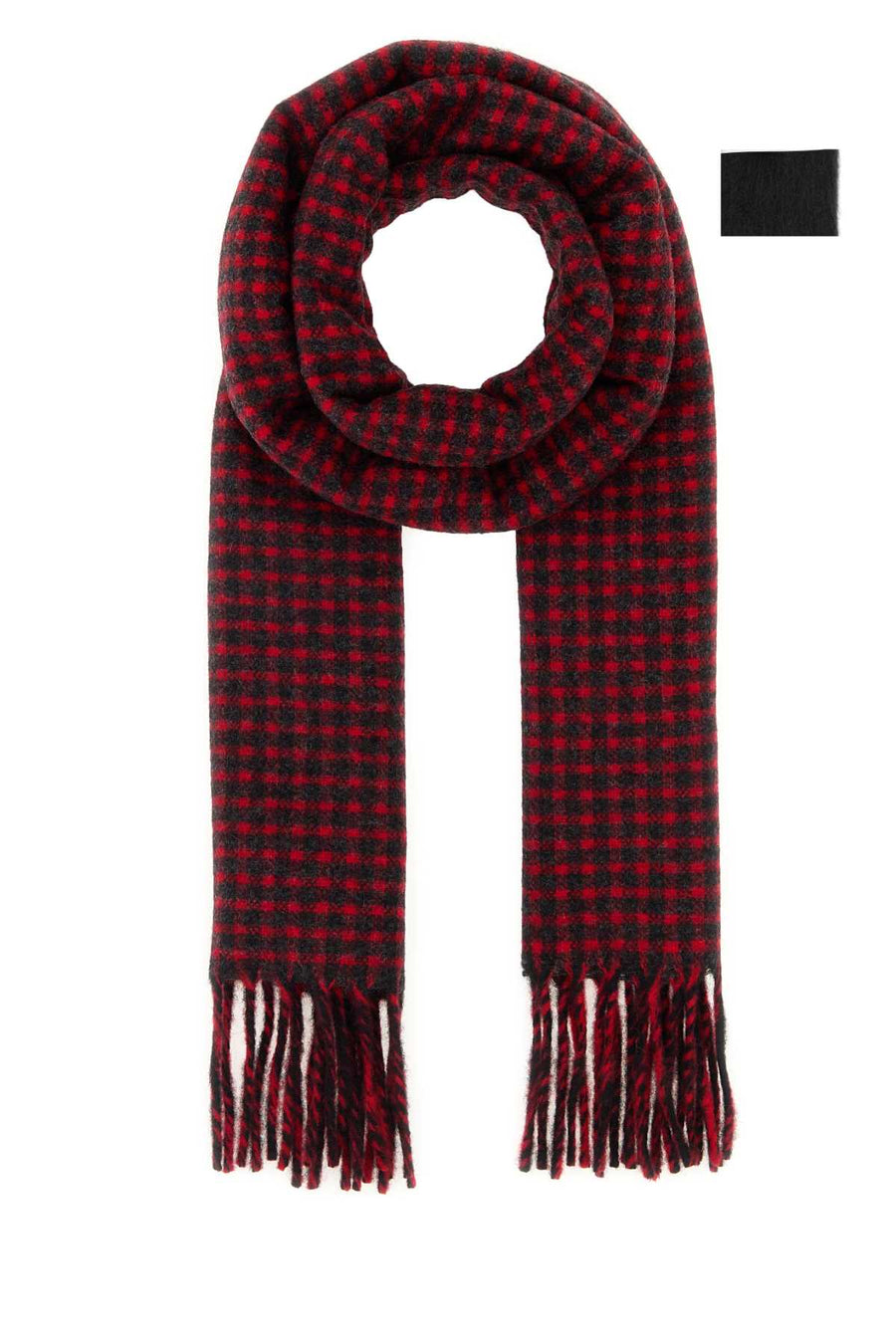 Jil Sander Houndstooth Wool Scarf — Red Exterior: Virgin Scarfs