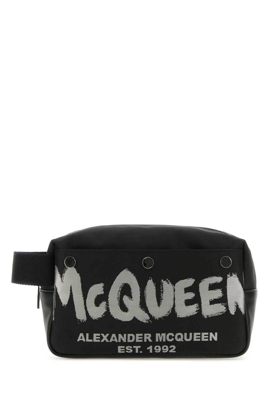 Alexander Mcqueen Graffiti Logo Beauty Case — Black Travel Wallets