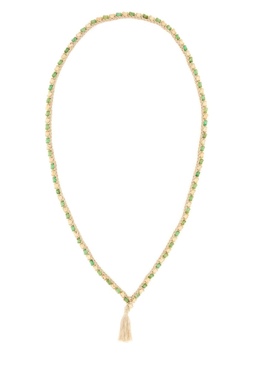 Alanui Embellished Crochet Necklace — Green Exterior: Cotton Necklaces
