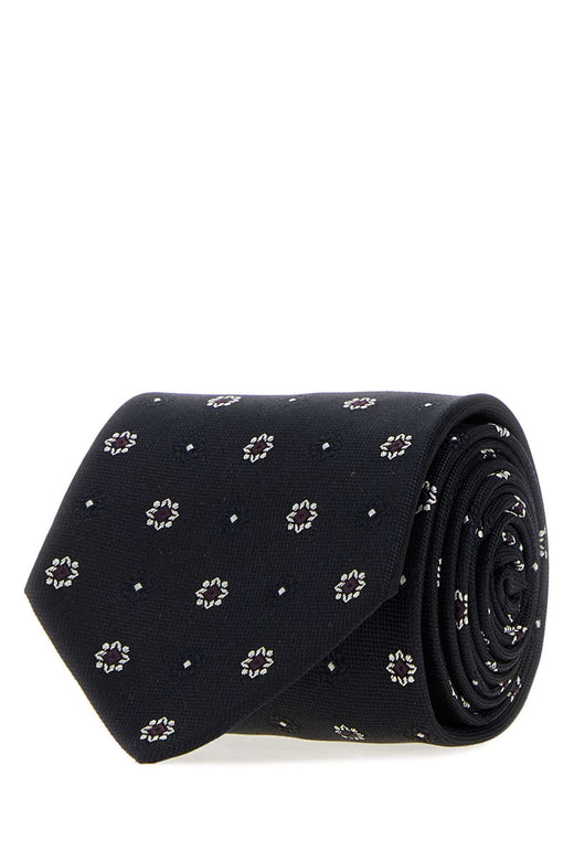 Saint Laurent Fleurs Necktie — Navy Exterior: Silk Lining: Neckties
