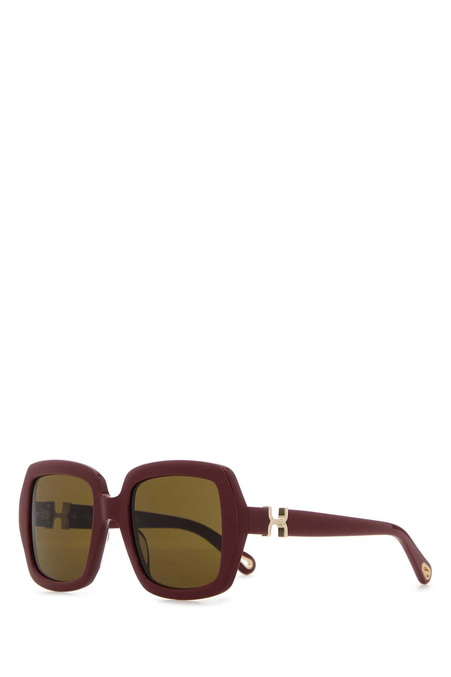 Chloé Acetate Square-Frame Sunglasses — Burgundy Exterior