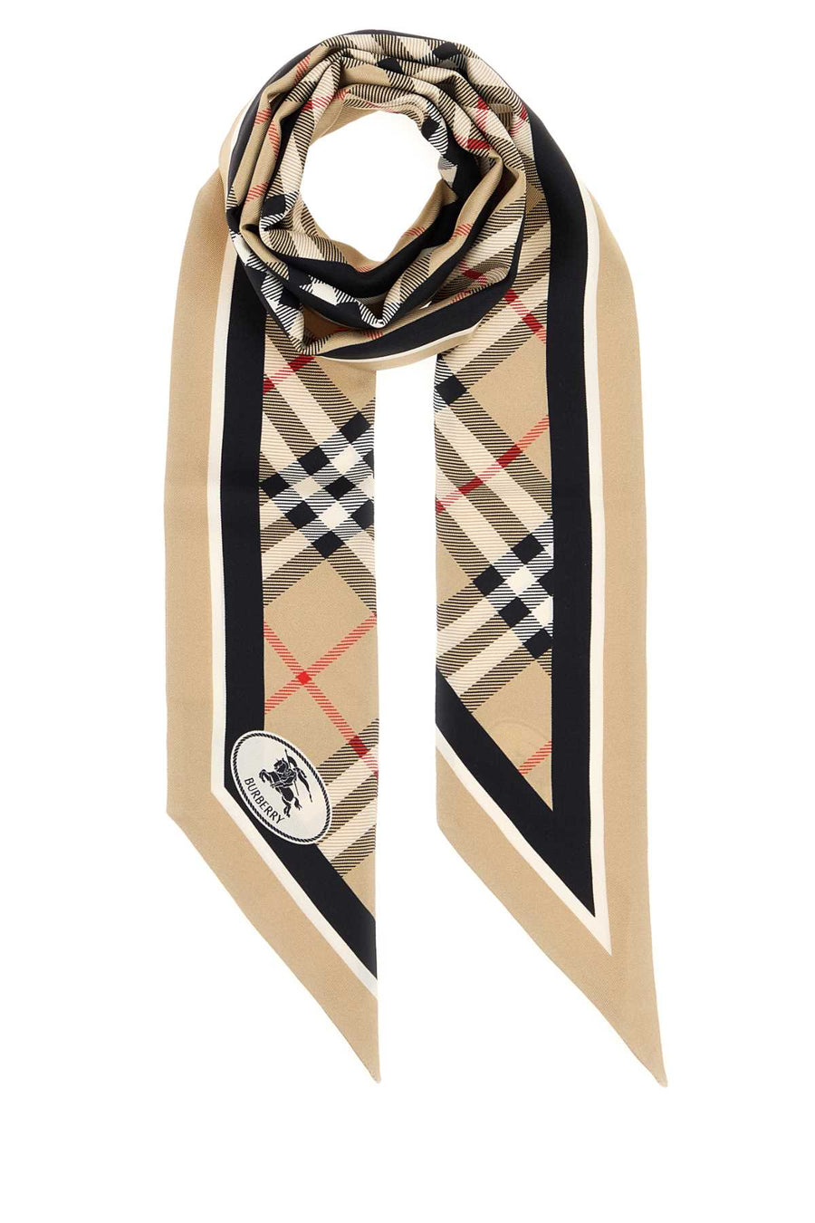 Burberry Border Scarf — Beige Exterior: Silk Scarfs