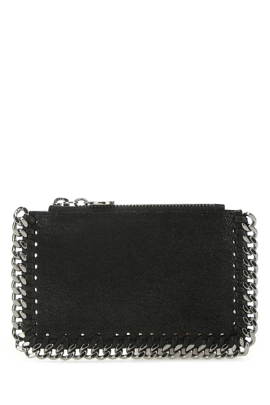 Stella Mccartney Chain-Trimmed Shaggy Deer Wallet — Black F: Polyester