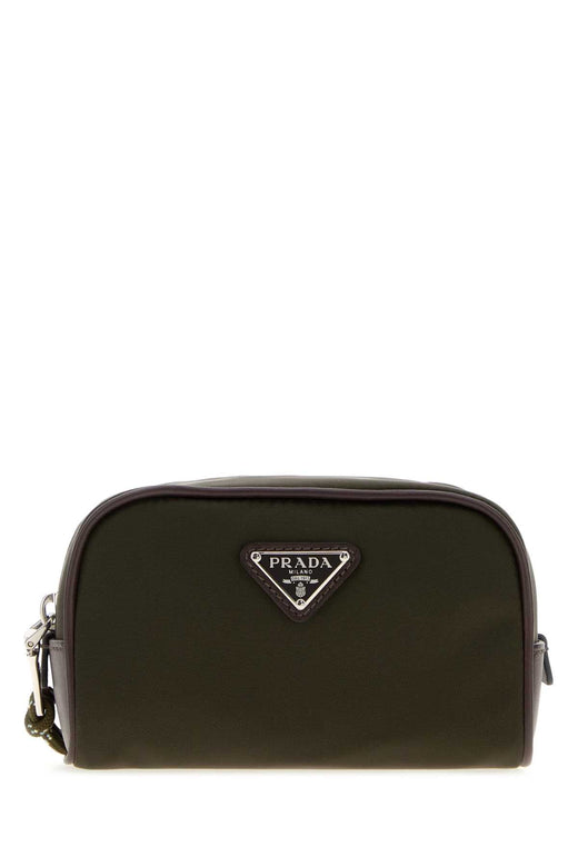 Prada Fabric Beauty Case Travel Wallet — Olive Green