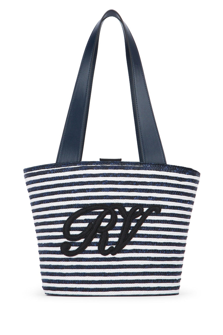 Roger Vivier Straw Tote Bag — Navy
