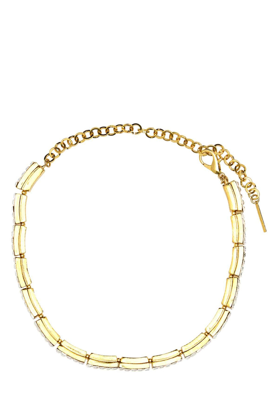 Alessandra Rich Crystal Baguette Choker Necklace — Gold Necklaces