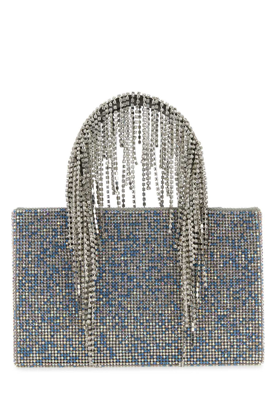 Kara Rhinestone-Embellished Top Handle Bag — Blue