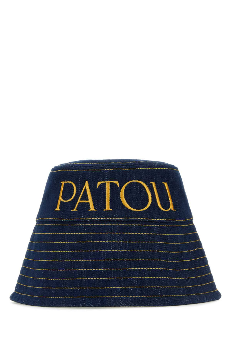 Patou Logo-Embroidered Denim Bucket Hat — Navy Co Pes