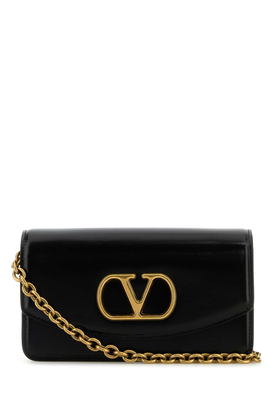 Valentino Garavani Clutch Shoulder Bag — Black Calf Leather - Bos Taurus