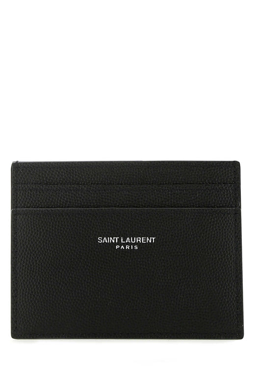 Saint Laurent Calfskin Leather Card Case — Black Calf Skin Wallet