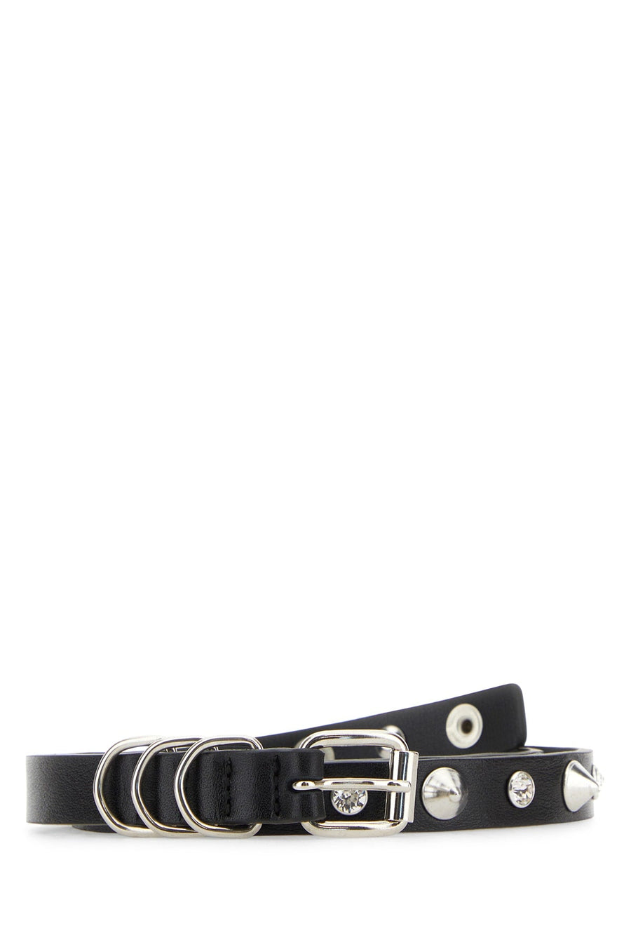 Alessandra Rich Studded Leather Belt — Black