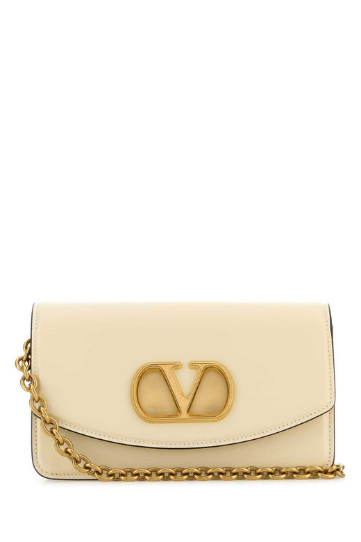 Valentino Garavani Clutch Shoulder Bag — Beige Calf Leather - Bos Taurus