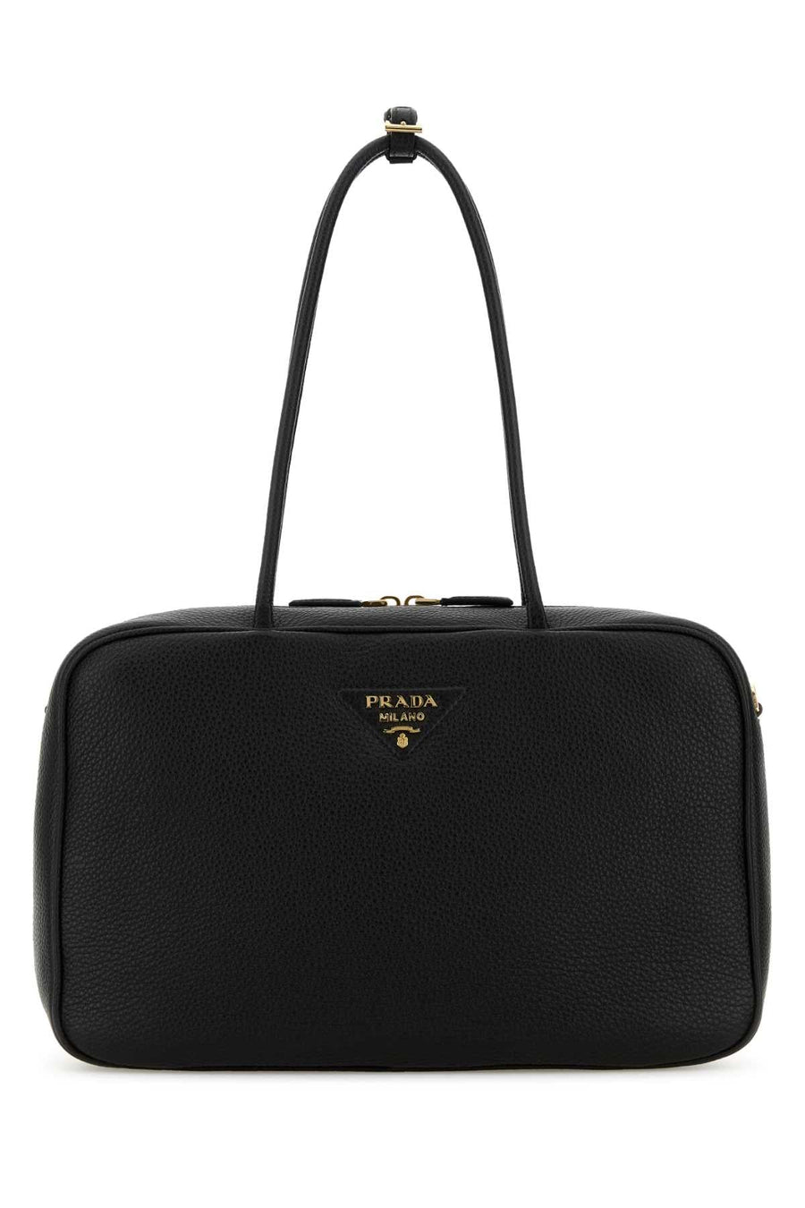 Prada Textured Deer Leather Shoulder Bag — Black