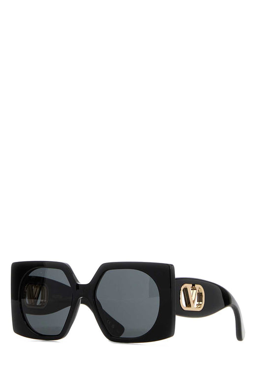 Valentino Garavani Sunglass Acetate Square Sunglasses — Black