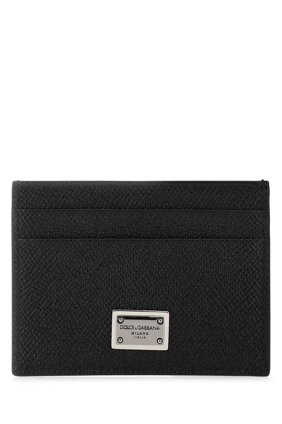 Dolce & Gabbana Textured Calfskin Card Case — Black Wallet