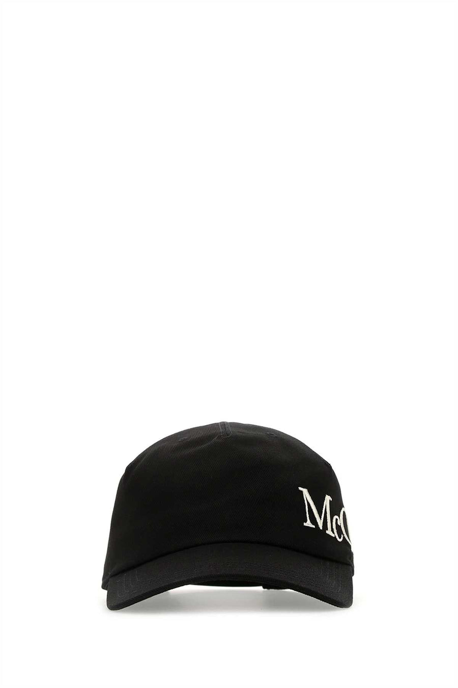 Alexander Mcqueen Hat Cotton Gabardine Baseball Cap — Black Exterior: Caps