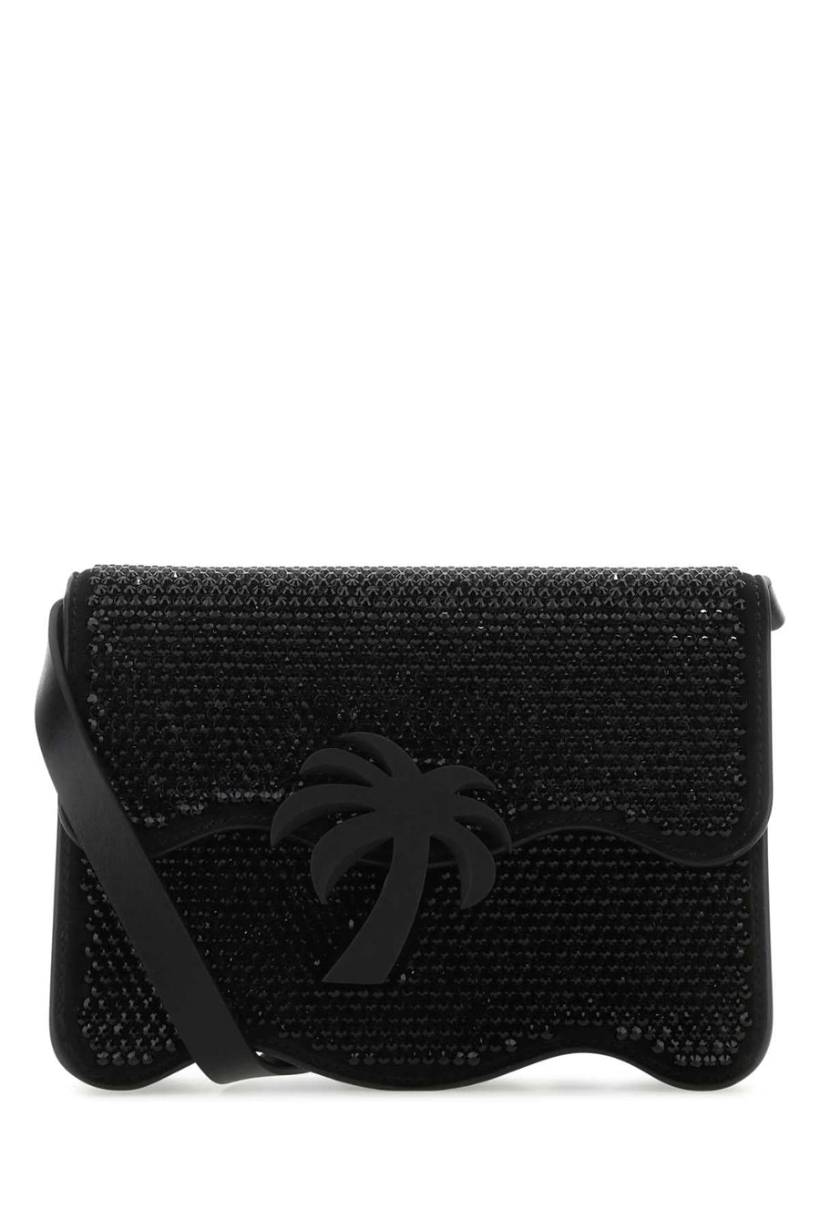 Palm Angels Beaded Calf Crossbody Bag — Black Exterior: Lining: Suede