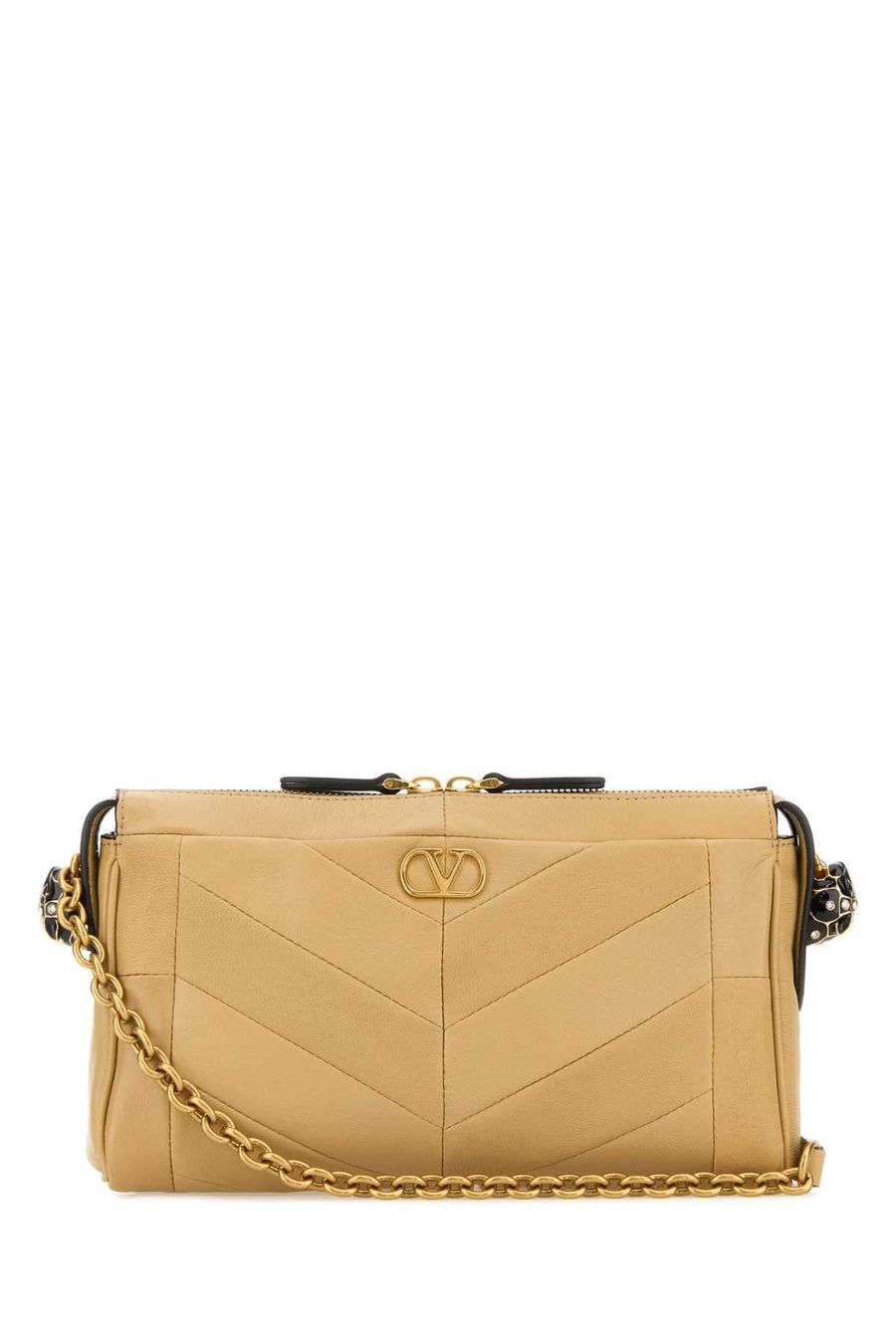 Valentino Garavani Quilted Nappa Leather Shoulder Bag — Beige