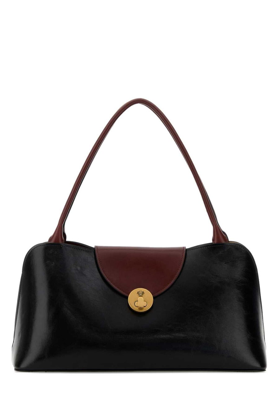 Versace Calf Leather Colorblock Shoulder Bag — Black