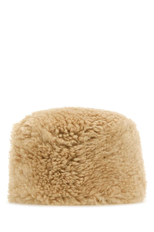 Toteme Shearling Winter Hat — Beige