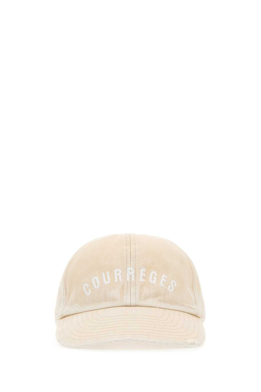 Courreges Hat Cotton Baseball Cap — Beige Caps