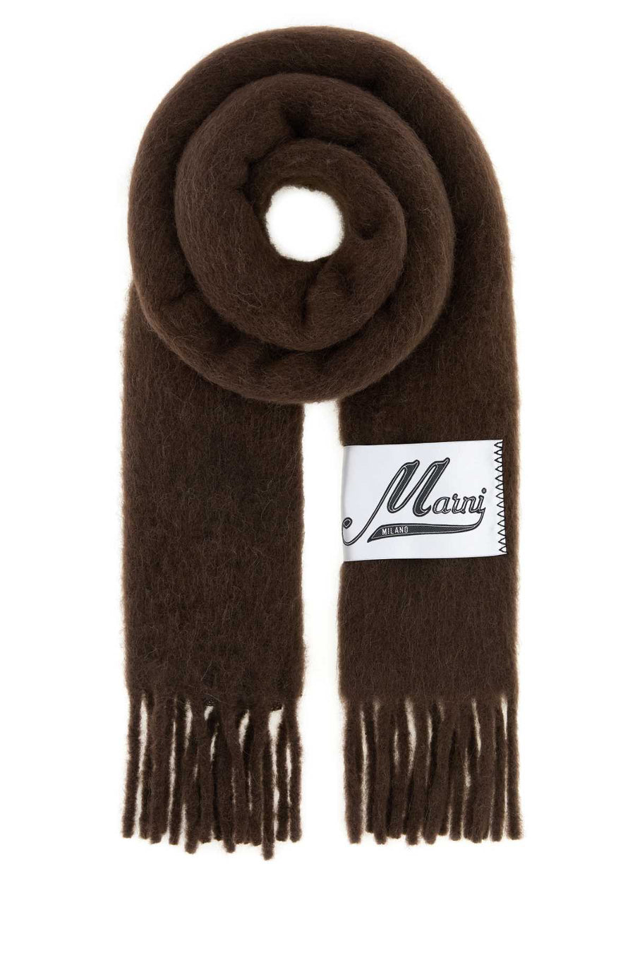 Marni Alpaca Blend Scarf — Brown Exterior: Nylon Scarfs