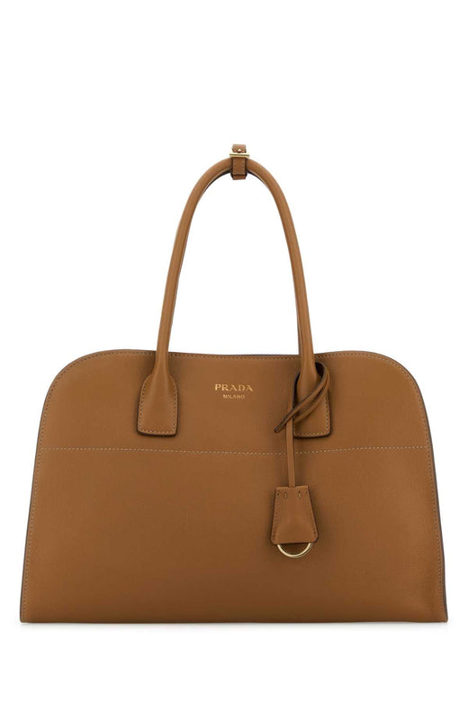 Prada Vitello Leather Shoulder Bag — Brown