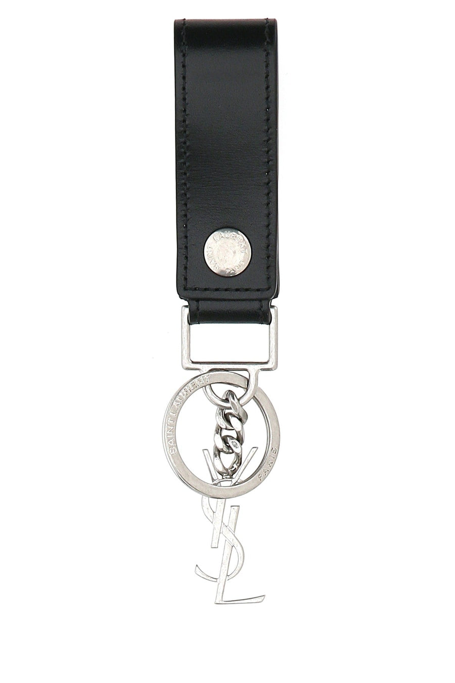 Saint Laurent Mono Key Case — Black Leather Keychains
