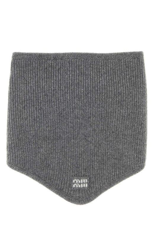 Miu Miu Virgin Wool Cashmere Scarf — Gray Lana Vergine Scarfs