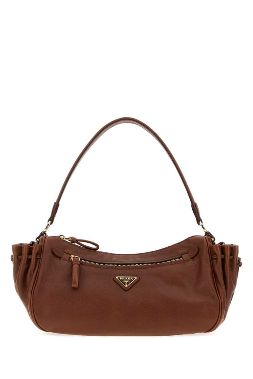 Prada Calf Leather Shoulder Bag — Brown