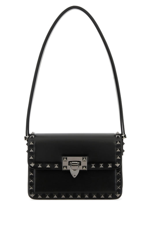 Valentino Garavani Pyramid Studded Leather Shoulder Bag — Black