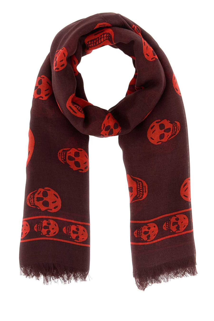 Alexander Mcqueen Skull Scarf — Burgundy Exterior: Modal Silk Scarfs