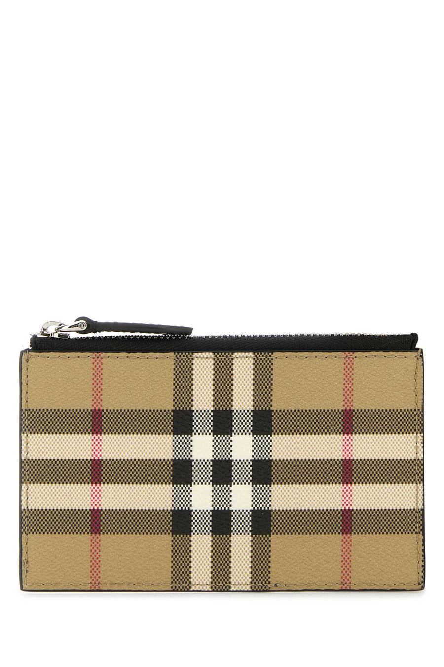 Burberry Printed Check Canvas Card Case — Beige Wallet