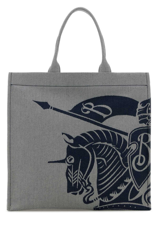 Burberry Embroidered Canvas Tote Bag — Gray Exterior: Cotton Polyester