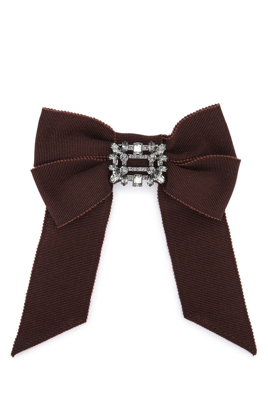 Roger Vivier Broche Hair Clip — Brown Grosgrain Ribbon Pins Claws & Clips