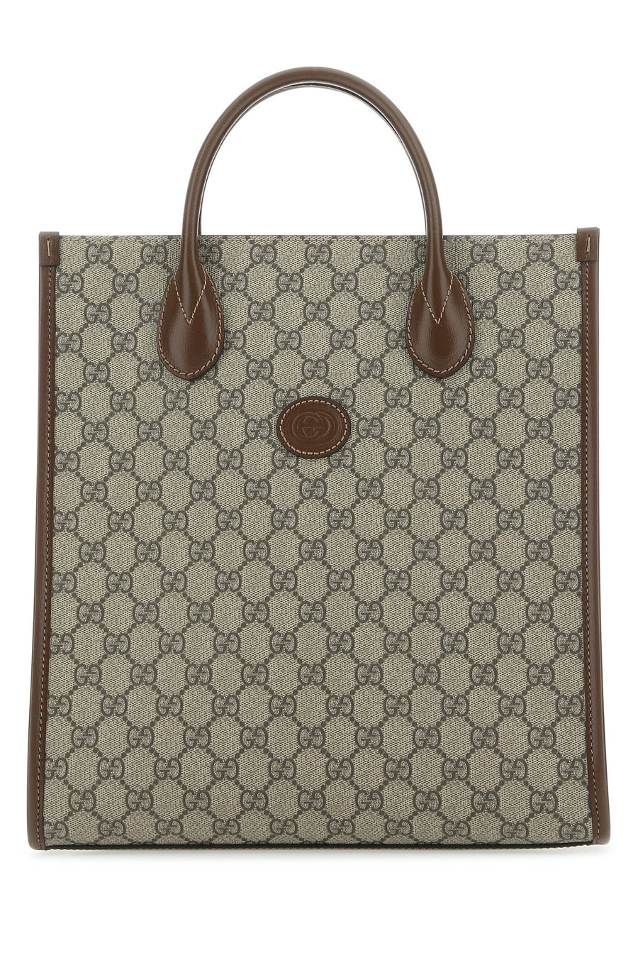 Gucci Gg Supreme Canvas And Leather Tote Bag — Beige