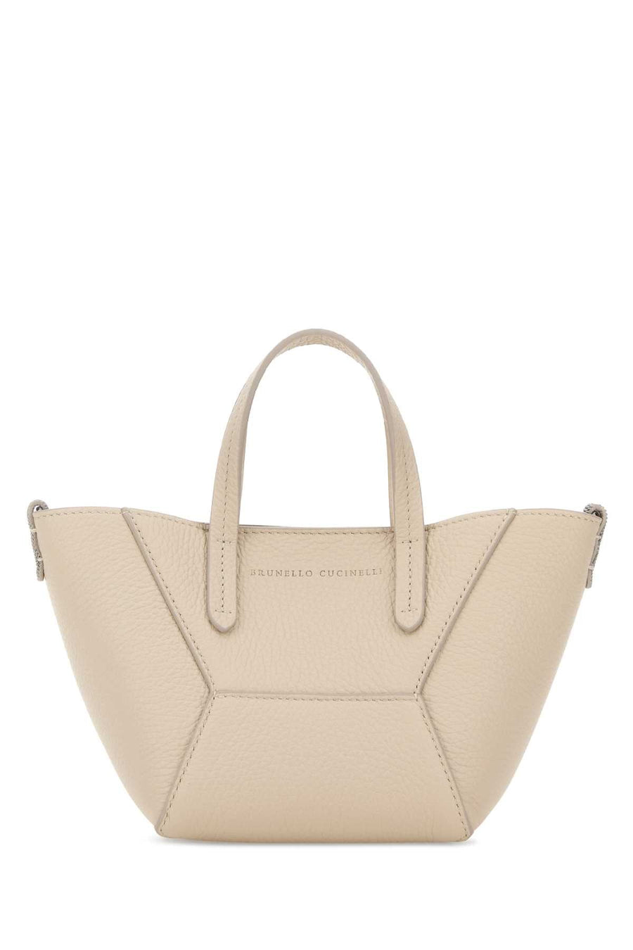 Brunello Cucinelli Grain Leather Shoulder Bag — Beige